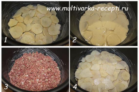 Как приготовить картофельную запеканку с фаршем в мультиварке по пошаговому рецепту с фото Запеканка с фаршем и картофелем в мультиварке